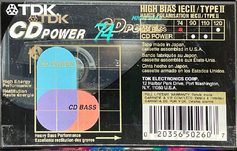 Compact Cassette TDK CD Power 74 Type II Chrome 2001 North America