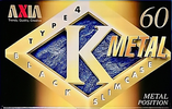 Compact Cassette AXIA K Metal 60 "KMC 60" Type IV Metal 1997 Japan