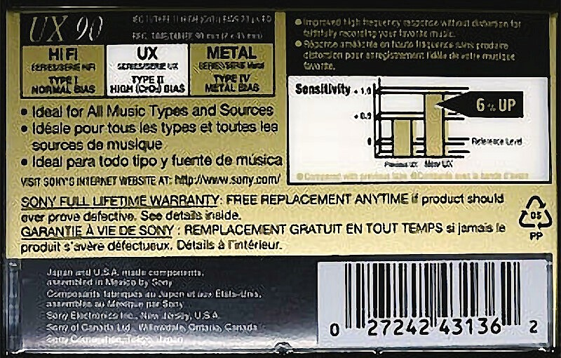 Compact Cassette: Sony  - UX 90