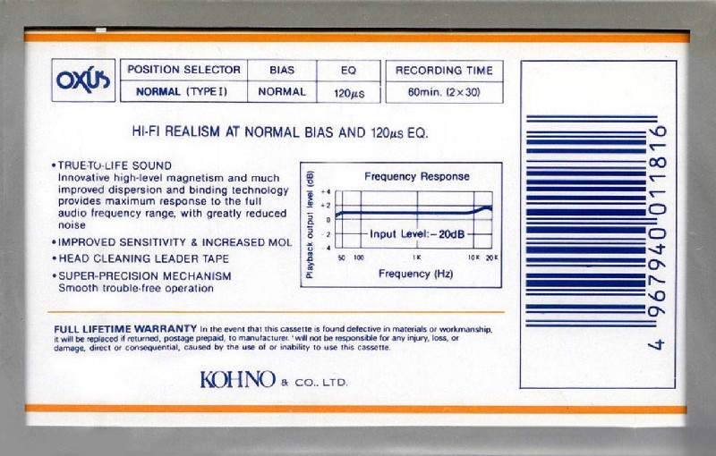 Compact Cassette: Unknown Oxus - RS 60