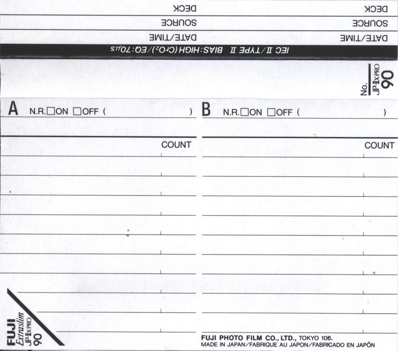 Compact Cassette Fuji JP-IIx Pro 90 Type II Chrome 1992 Europe