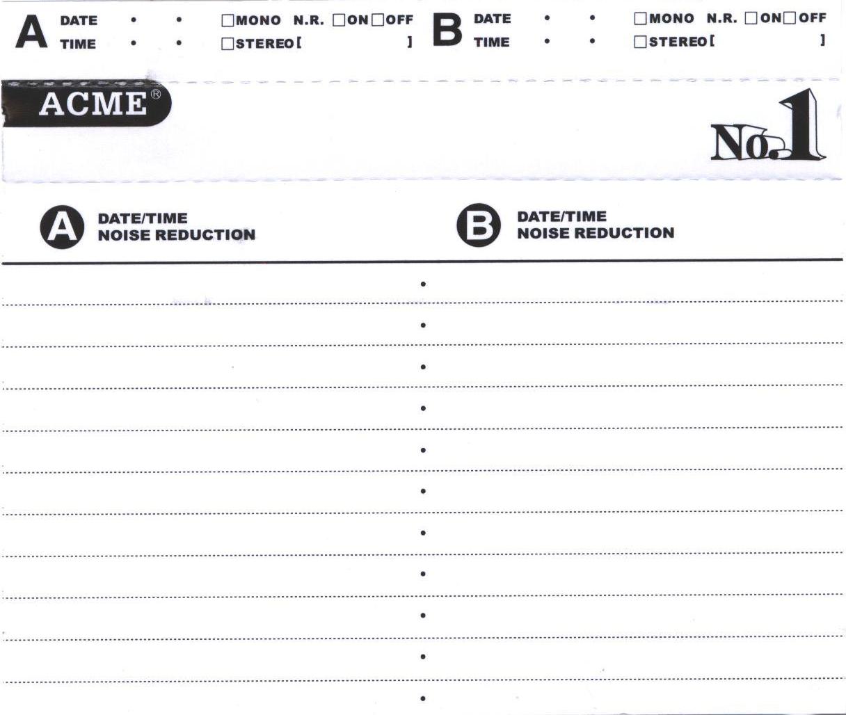 Compact Cassette: Acme  - No. 1 90