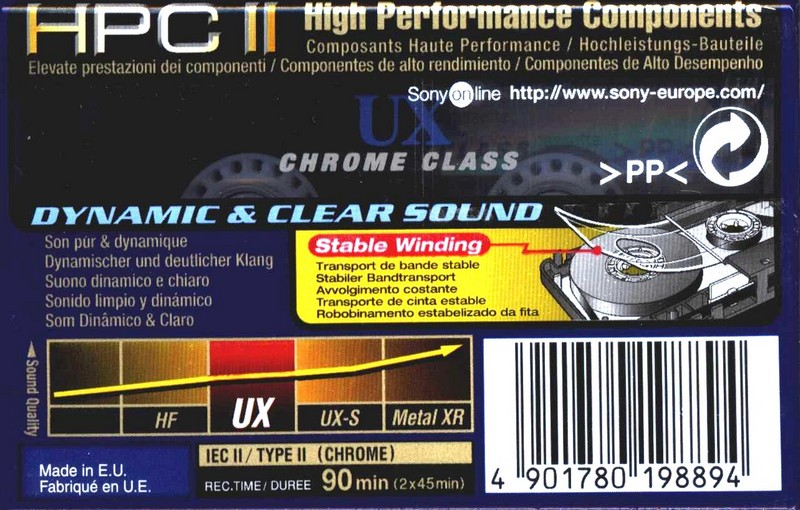 Compact Cassette Sony UX 90 "C-90UXD" Type II Chrome 2000 Europe