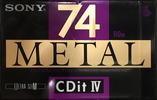 Compact Cassette Sony CDit IV 74 "CDIT4-74" Type IV Metal 1990 North America