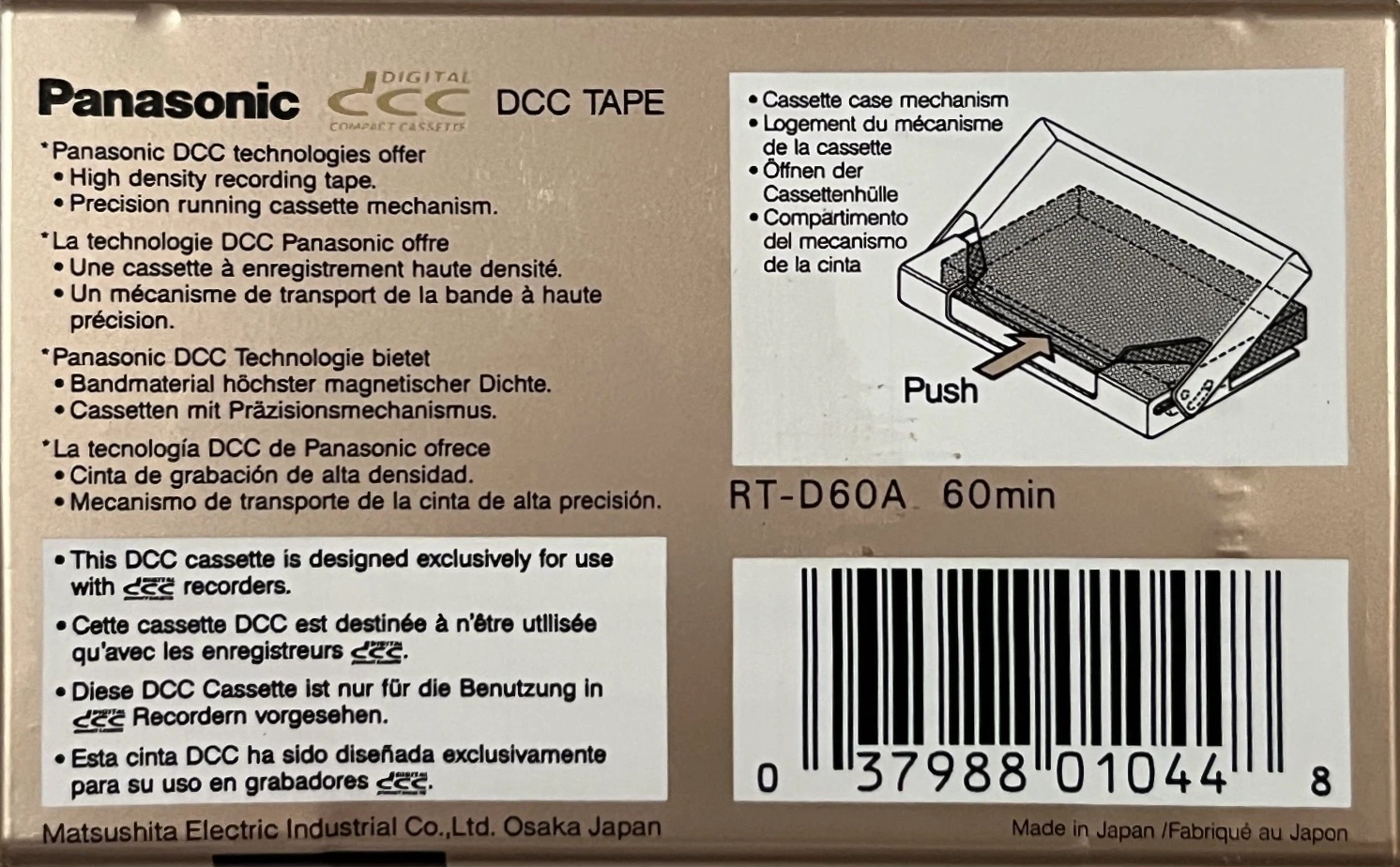 DCC Panasonic 60 "RT-D60A" Type I Normal 1992 North America