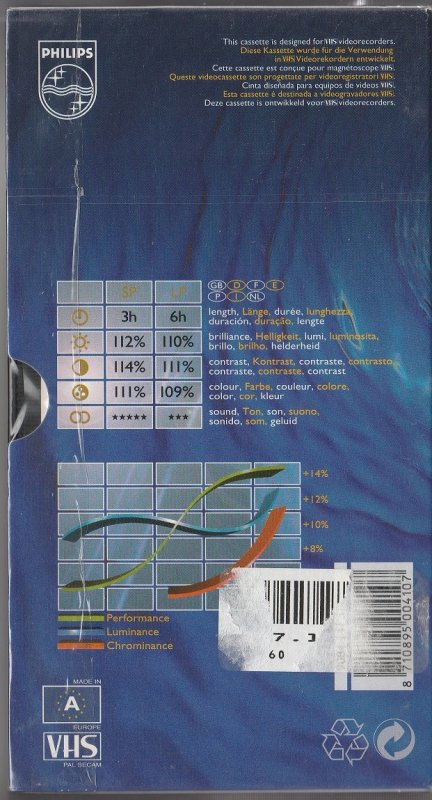 VHS, Video Home System Philips HG 180 Type I Normal 1998 Europe