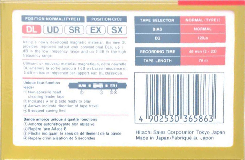 Compact Cassette Hitachi DL 46 Type I Normal 1992 Europe