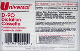 Compact Cassette Universal 90 "O229O" Dictating Cassette 1994 USA