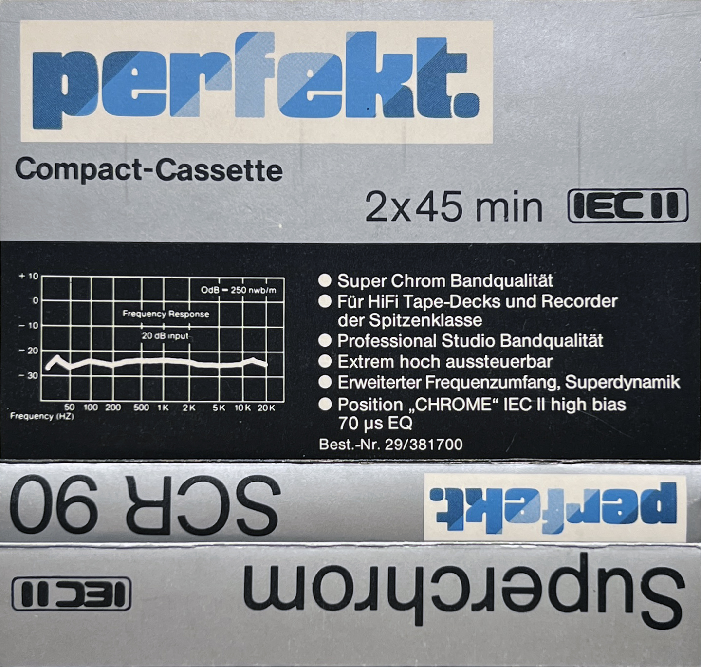 Compact Cassette Perfekt SCR 90 "Superchrom" Type II Chrome Germany