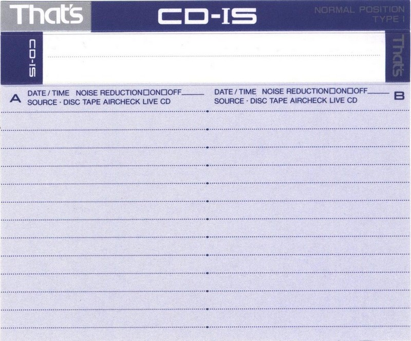 Compact Cassette Thats CD-IS 46 Type I Normal 1989 Japan