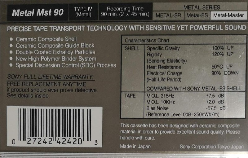 Compact Cassette: Sony  - Metal Master 90