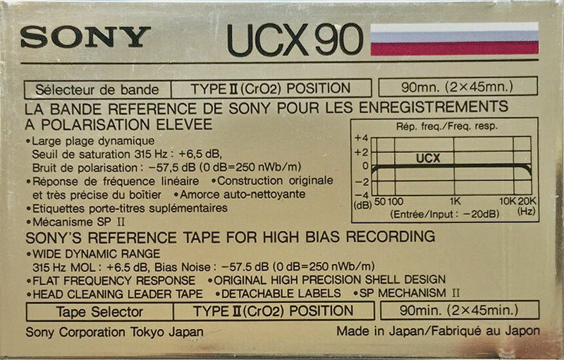 Compact Cassette Sony UCX 90 Type II Chrome 1985 North America