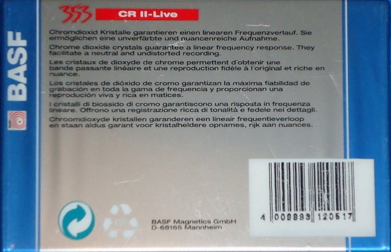 Compact Cassette BASF CR II-Live 60 Type II Chrome 1994 Europe