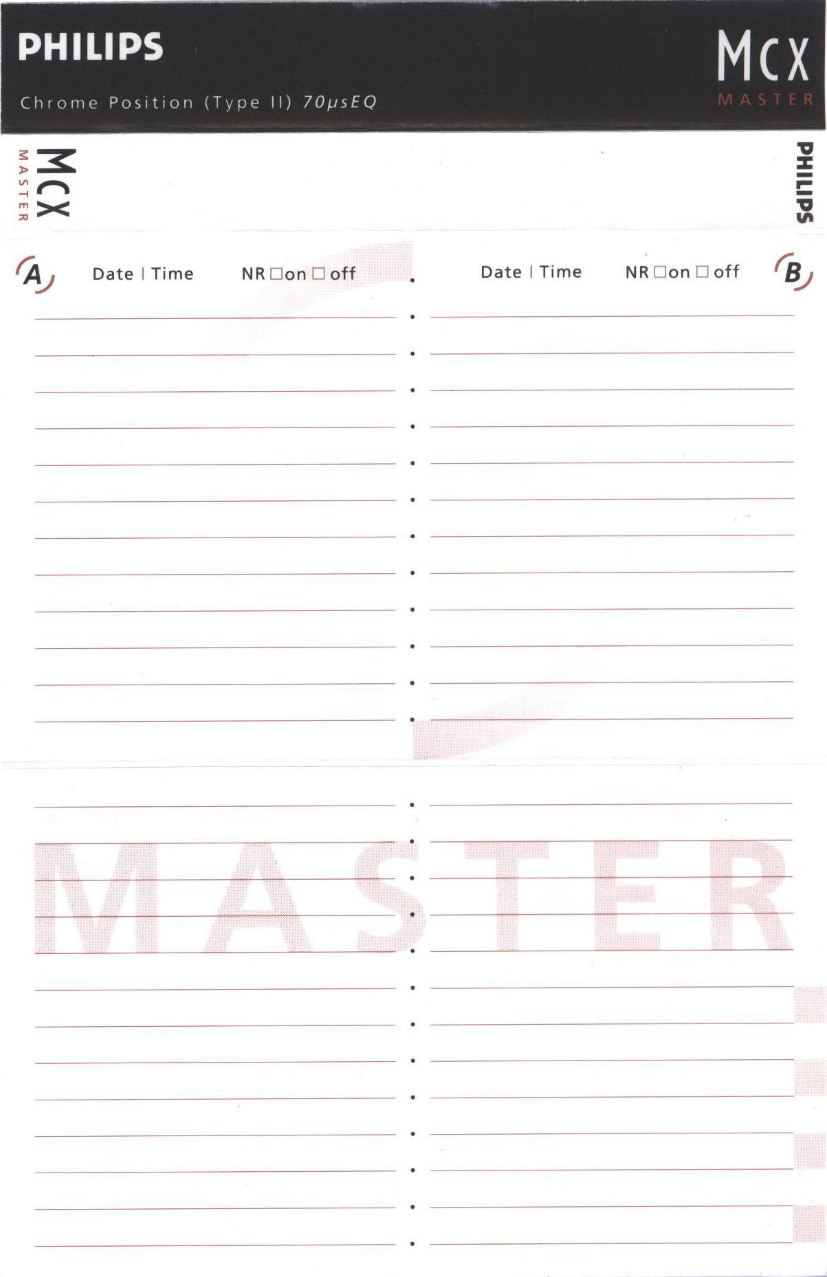 Compact Cassette Philips MCX Master 60 Type II Chrome 1990 Europe