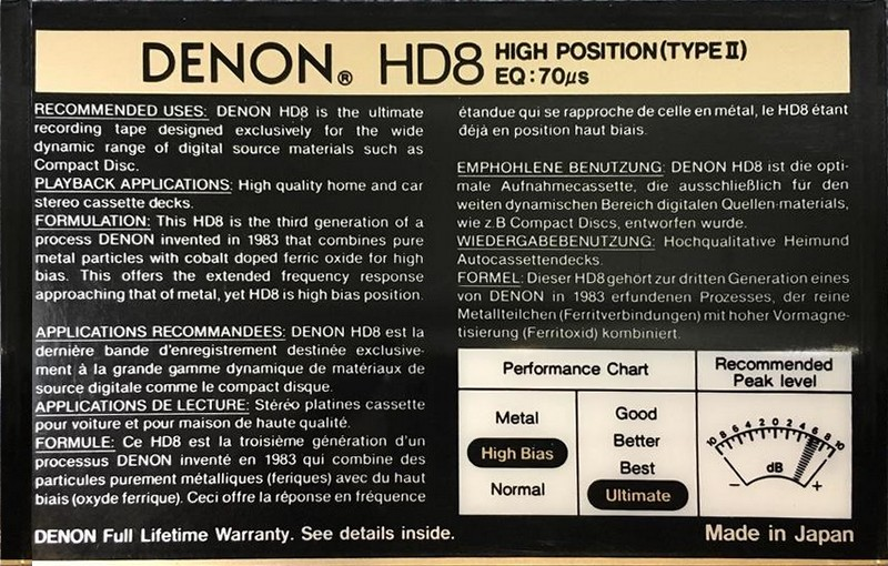 Compact Cassette: Nippon Columbia / Denon Denon - HD8 100