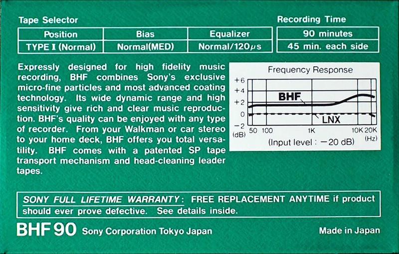 Compact Cassette: Sony  - BHF 90