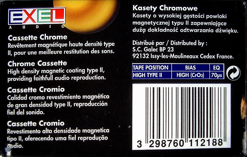 Compact Cassette Exel 60 Type II Chrome Europe