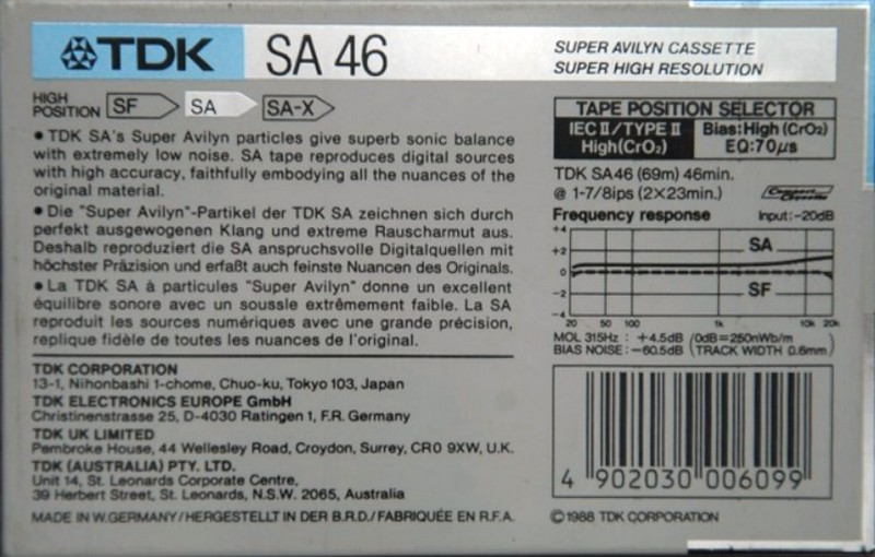 Compact Cassette: TDK  - SA 46