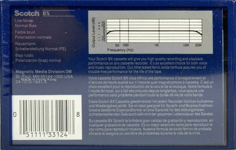 Compact Cassette Scotch BX 90 Type I Normal 1988 Worldwide