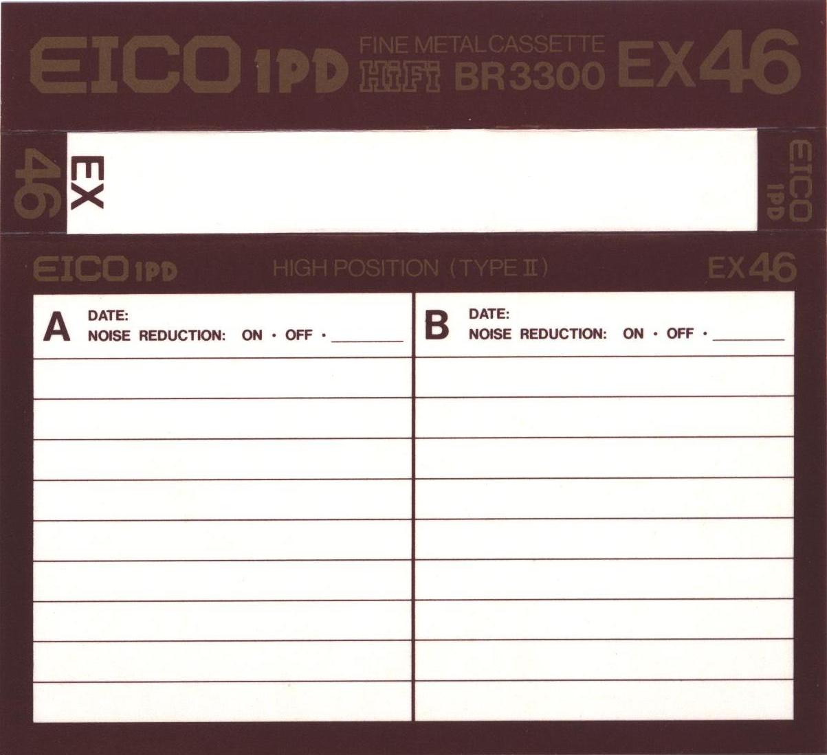 Compact Cassette Eico 1PD EX 46 Type II Chrome 1985 Japan