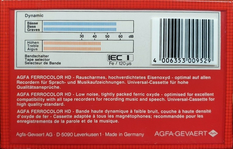 Compact Cassette AGFA Ferrocolor HD 90+6 Type I Normal 1985 Europe