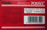 Compact Cassette Thats RX 60 Type I Normal 1990 Europe