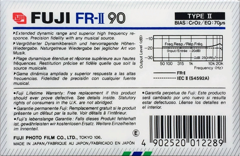 Compact Cassette Fuji FR-II 90 Type II Chrome 1985 Europe