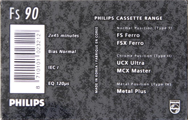 Compact Cassette Philips FS 90 Type I Normal 1990 Europe