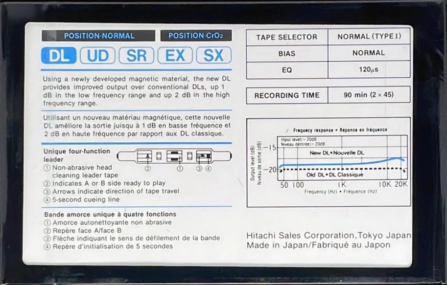 Compact Cassette Hitachi DL 90 Type I Normal 1990 North America