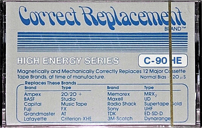 Compact Cassette Correct Replacement 90 Type I Normal 1979 North America