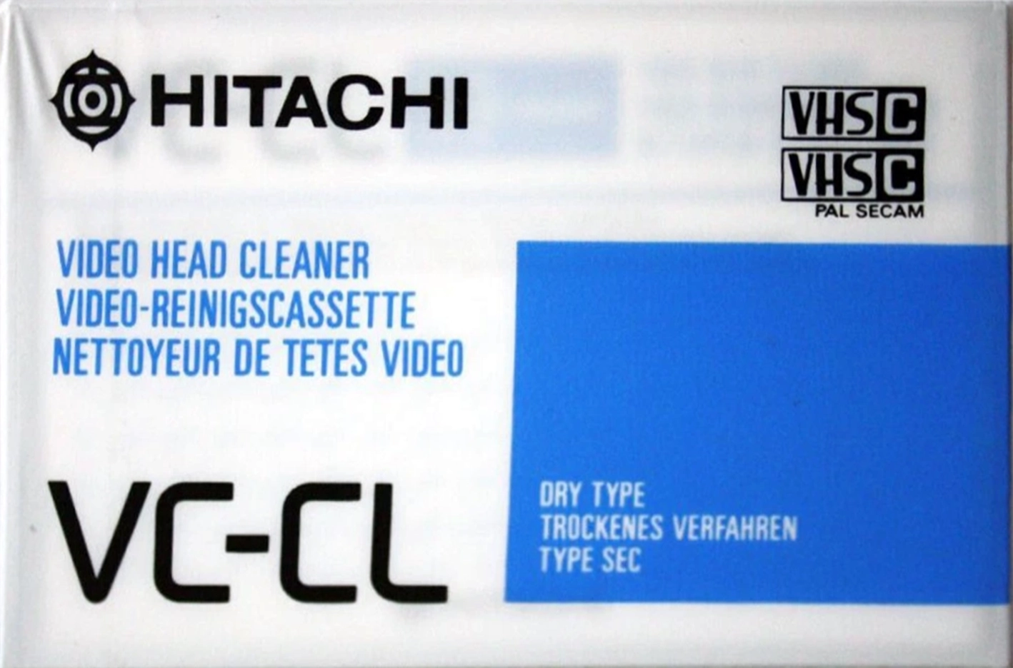 VHS-C (VHS Compact) Hitachi "VC-CL" Cleaning Cassette Europe