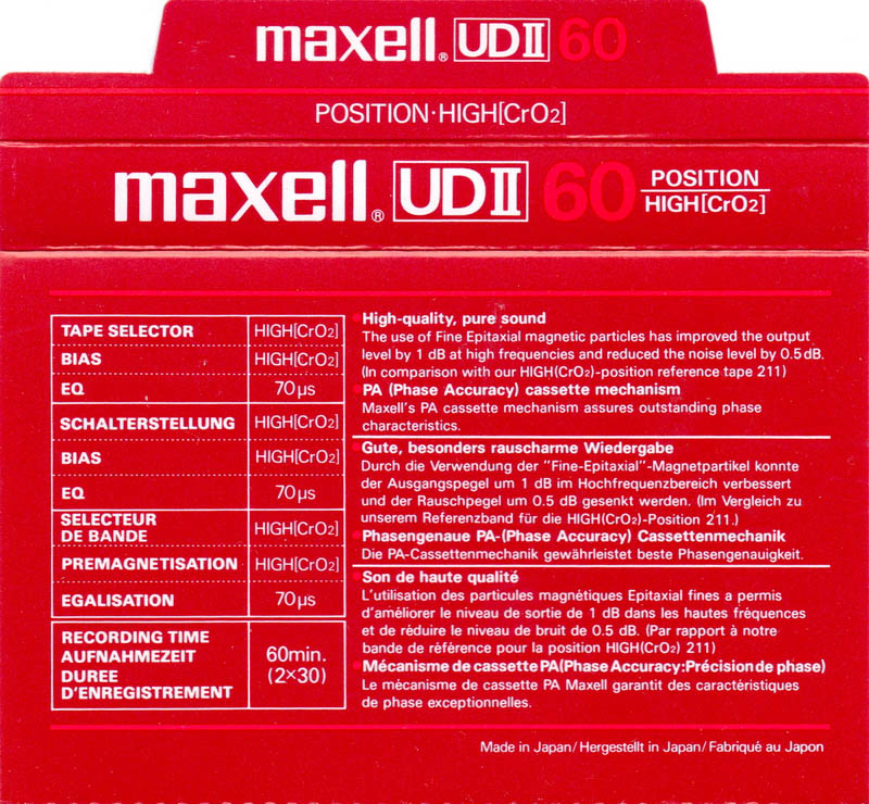 Compact Cassette: Maxell / Hitachi Maxell - UDII 60