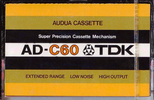 Compact Cassette TDK Audua 60 Type I Normal 1977 Europe, USA
