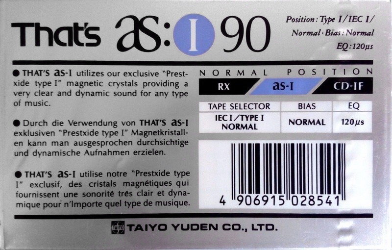 Compact Cassette Thats AS I 90 Type I Normal 1990 Europe