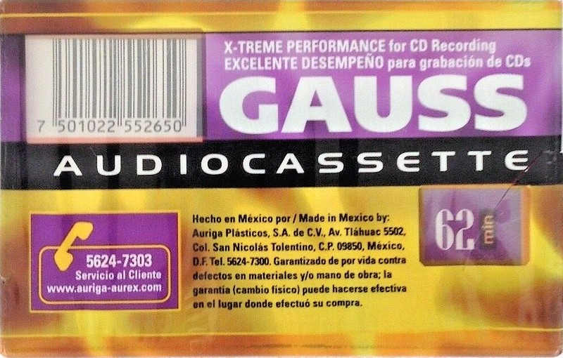 Compact Cassette Gauss XP 62 Type I Normal 2001 Latin America