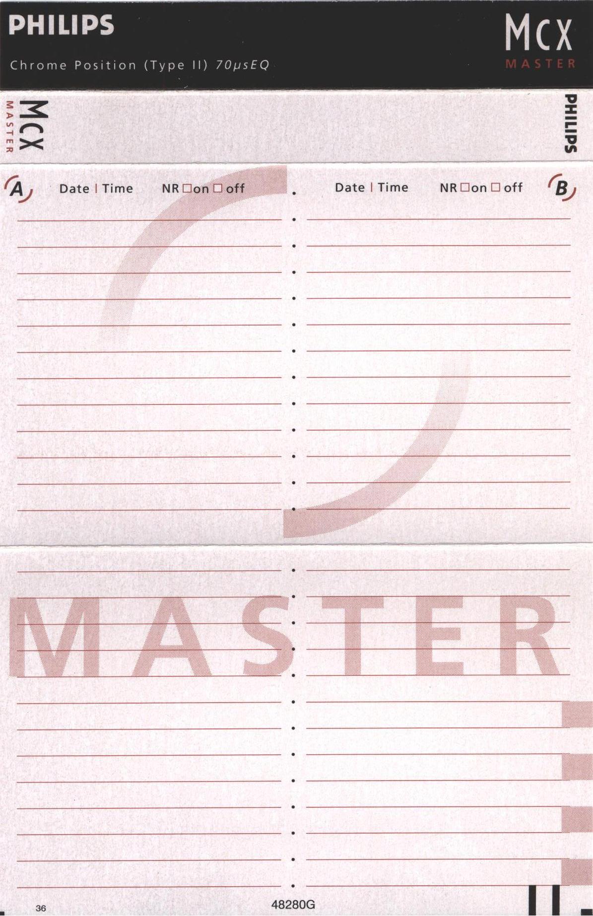 Compact Cassette Philips MCX Master 60 Type II Chrome 1993 Europe