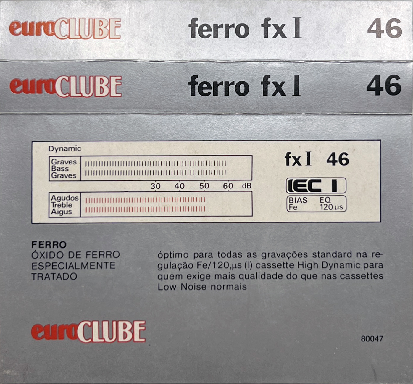 Compact Cassette Euroclube fx I 46 Type I Normal Portugal
