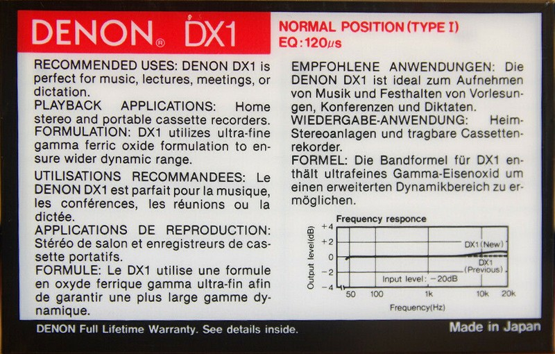 Compact Cassette: Nippon Columbia / Denon Denon - DX1 60