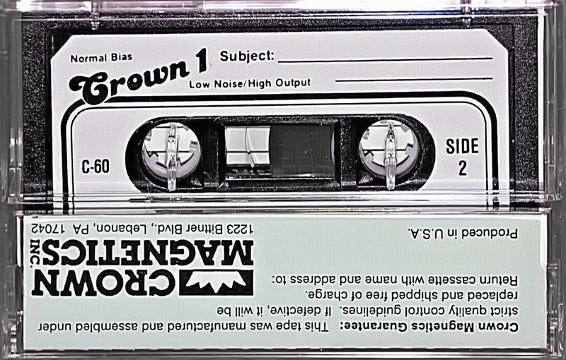 Compact Cassette Crown 1 60 Type I Normal USA