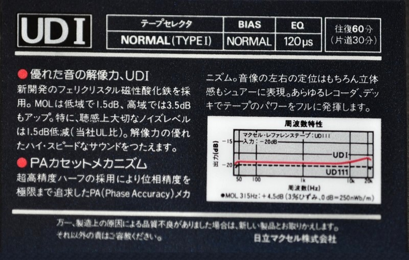 Compact Cassette: Maxell / Hitachi Maxell - UDI 60