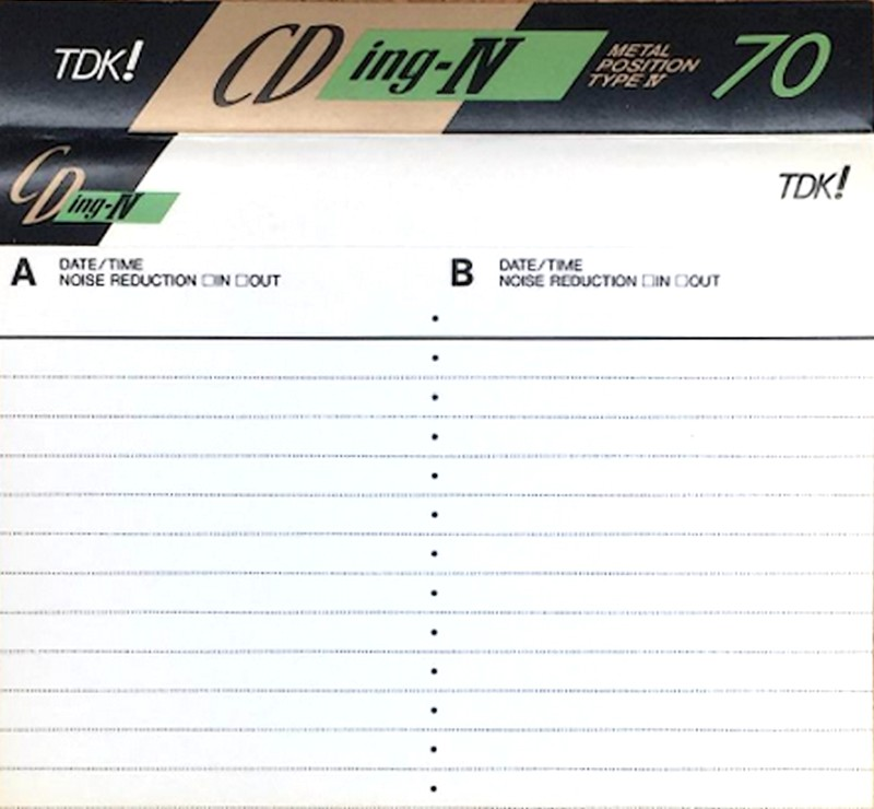 Compact Cassette TDK CDing Metal 70 "CDING4-70M" Type IV Metal 1990 Japan