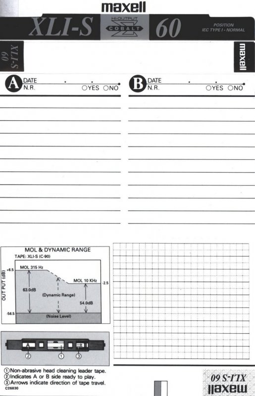 Compact Cassette Maxell XLI-S 60 Type I Normal 1994 Europe