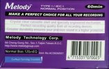 Compact Cassette Melody MP 60 Type I Normal 2000 Taiwan