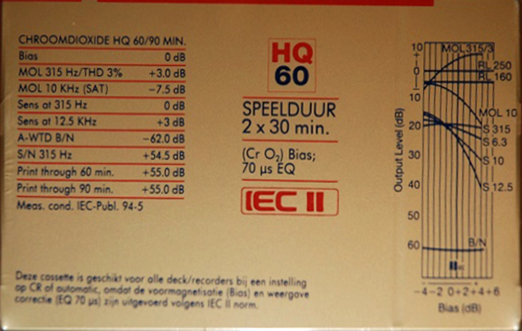 Compact Cassette Sound and Vision HQ 60 Type II Chrome 1985 Netherlands