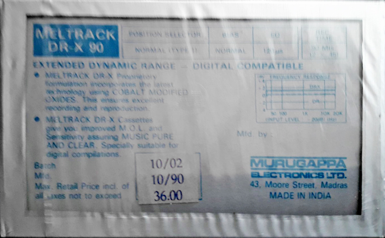 Compact Cassette Meltrack DR-X 90 Type I Normal 1990 India