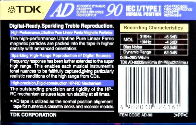 Compact Cassette TDK AD 90 "AD-90" Type I Normal 1997 Europe