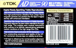 Compact Cassette TDK AD 90 "AD-90" Type I Normal 1997 Europe