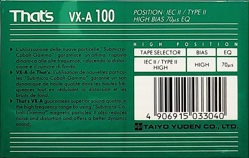 Compact Cassette: Taiyo Yuden Thats - VaneXa 100