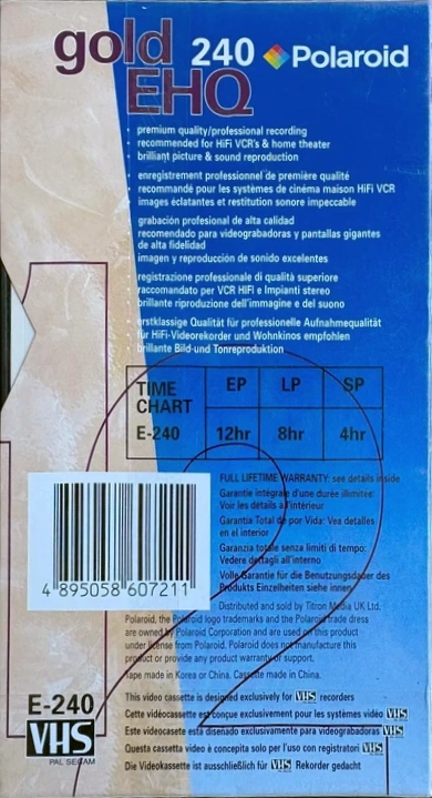 VHS, Video Home System Polaroid EHQ 240 "gold" Type I Normal Europe