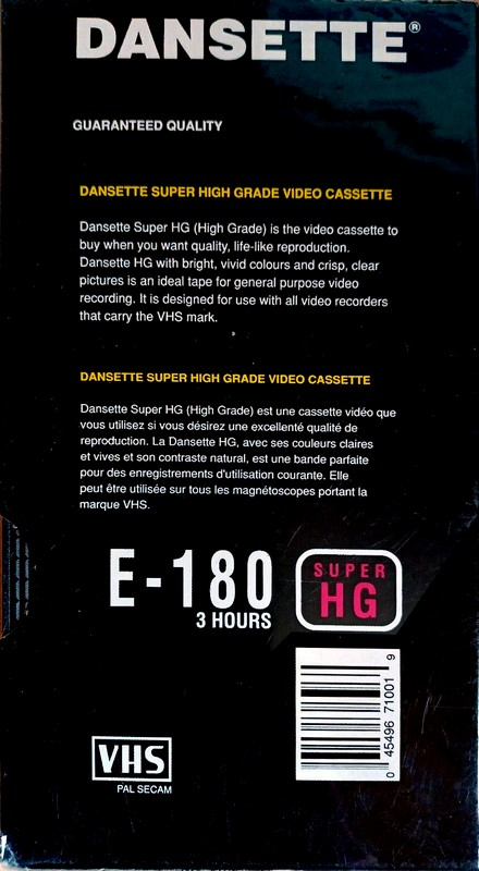 VHS, Video Home System Dansette 180 Type I Normal North America